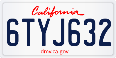 CA license plate 6TYJ632