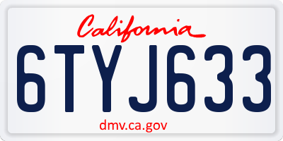 CA license plate 6TYJ633