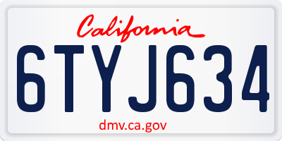 CA license plate 6TYJ634