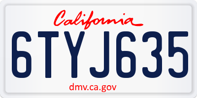 CA license plate 6TYJ635