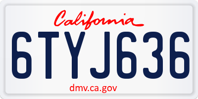 CA license plate 6TYJ636