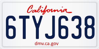 CA license plate 6TYJ638