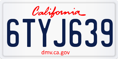 CA license plate 6TYJ639
