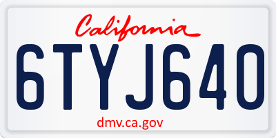 CA license plate 6TYJ640