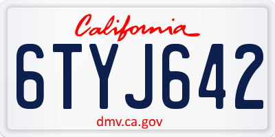 CA license plate 6TYJ642
