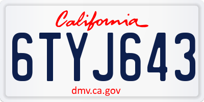 CA license plate 6TYJ643