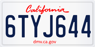 CA license plate 6TYJ644