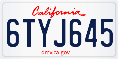 CA license plate 6TYJ645