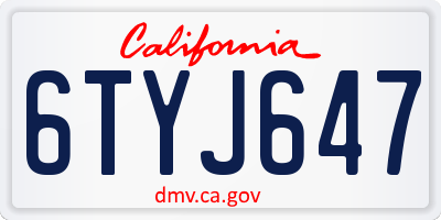 CA license plate 6TYJ647
