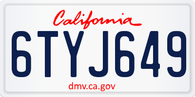 CA license plate 6TYJ649