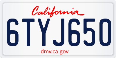 CA license plate 6TYJ650