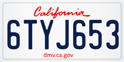 CA license plate 6TYJ653