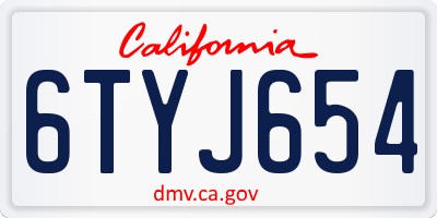 CA license plate 6TYJ654