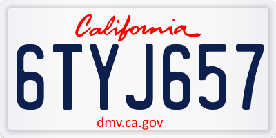 CA license plate 6TYJ657