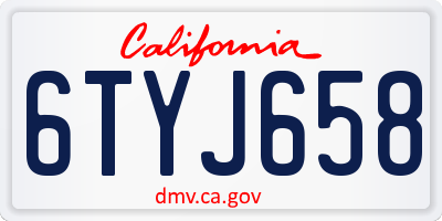 CA license plate 6TYJ658