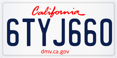 CA license plate 6TYJ660