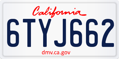 CA license plate 6TYJ662