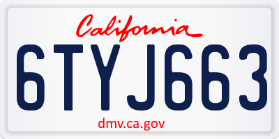 CA license plate 6TYJ663