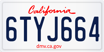 CA license plate 6TYJ664