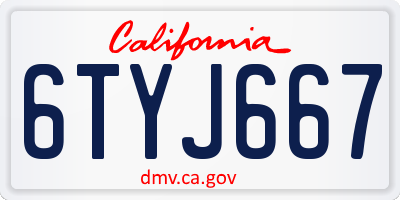 CA license plate 6TYJ667
