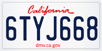 CA license plate 6TYJ668