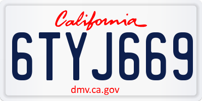CA license plate 6TYJ669