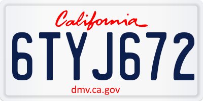 CA license plate 6TYJ672