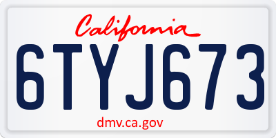 CA license plate 6TYJ673