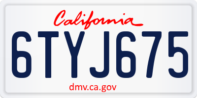 CA license plate 6TYJ675