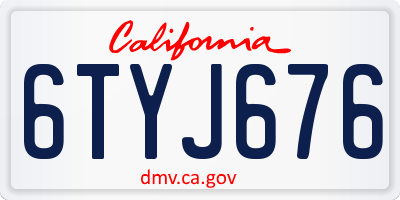 CA license plate 6TYJ676