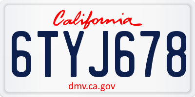 CA license plate 6TYJ678