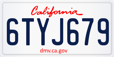 CA license plate 6TYJ679