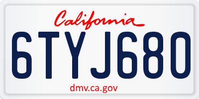 CA license plate 6TYJ680