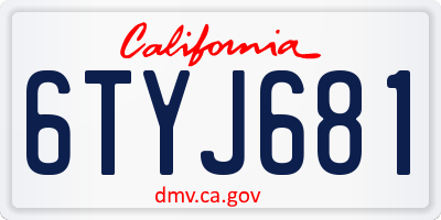 CA license plate 6TYJ681