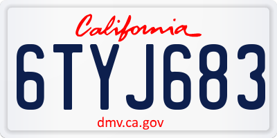 CA license plate 6TYJ683