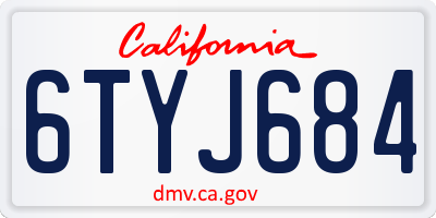 CA license plate 6TYJ684