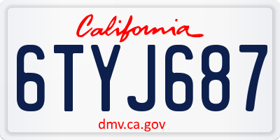 CA license plate 6TYJ687