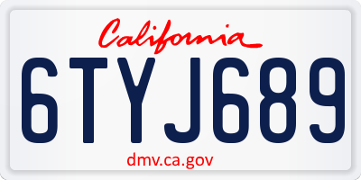 CA license plate 6TYJ689