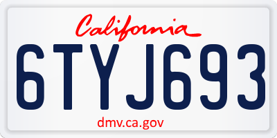 CA license plate 6TYJ693