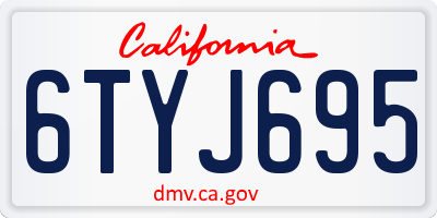 CA license plate 6TYJ695