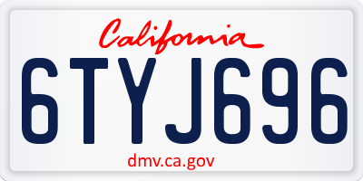 CA license plate 6TYJ696
