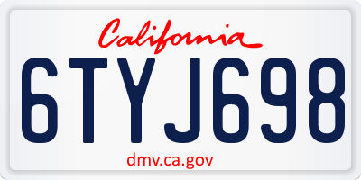 CA license plate 6TYJ698