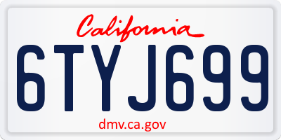 CA license plate 6TYJ699