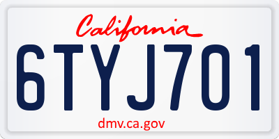 CA license plate 6TYJ701
