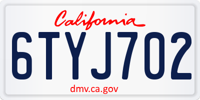 CA license plate 6TYJ702