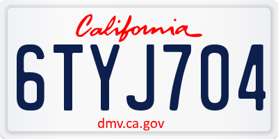 CA license plate 6TYJ704