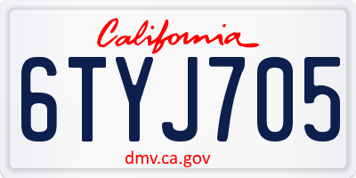 CA license plate 6TYJ705