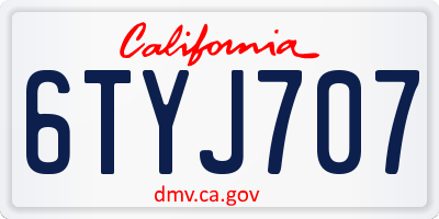 CA license plate 6TYJ707