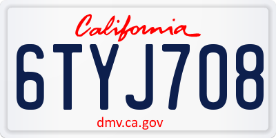 CA license plate 6TYJ708