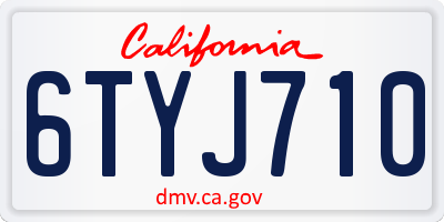 CA license plate 6TYJ710